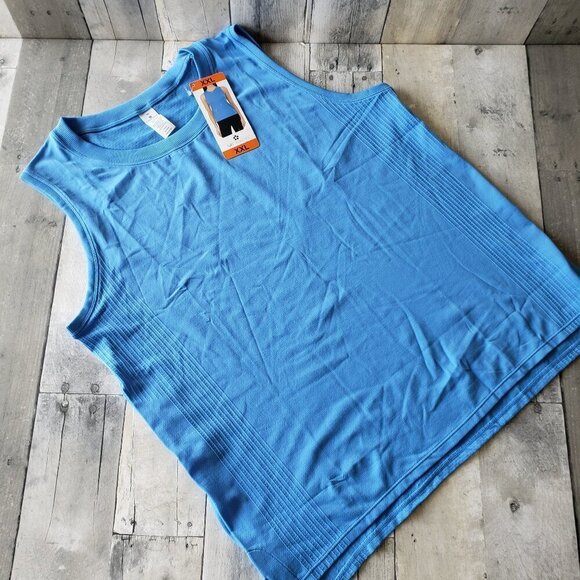 NWT - Tuff Athletics Blue Women's Seamless Crew Neck Stretch Tank Top – Size XXL - Picture 1 of 5